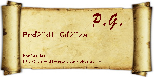 Prádl Géza névjegykártya
